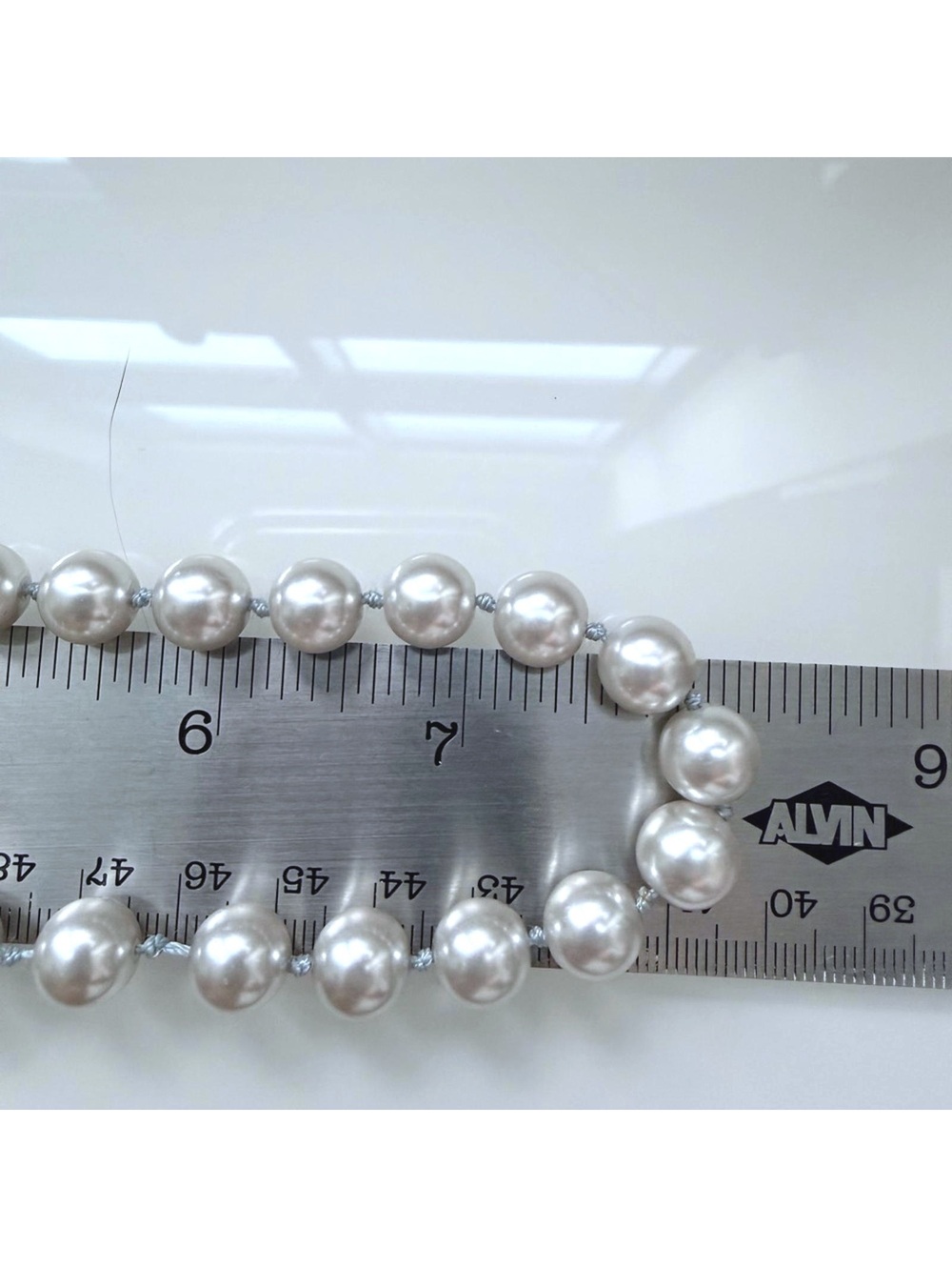 Icing Silver Gray Glass Pearl Knotted Necklace 16" +Extender - Picture 5 of 7